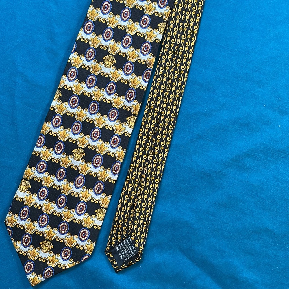 Gianni Versace Medusa Head Silk Necktie with Baroque jewels